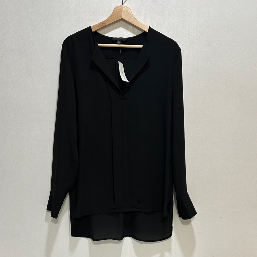BANANA REPUBLIC  Black Women's High Low Blouse Sz Md New